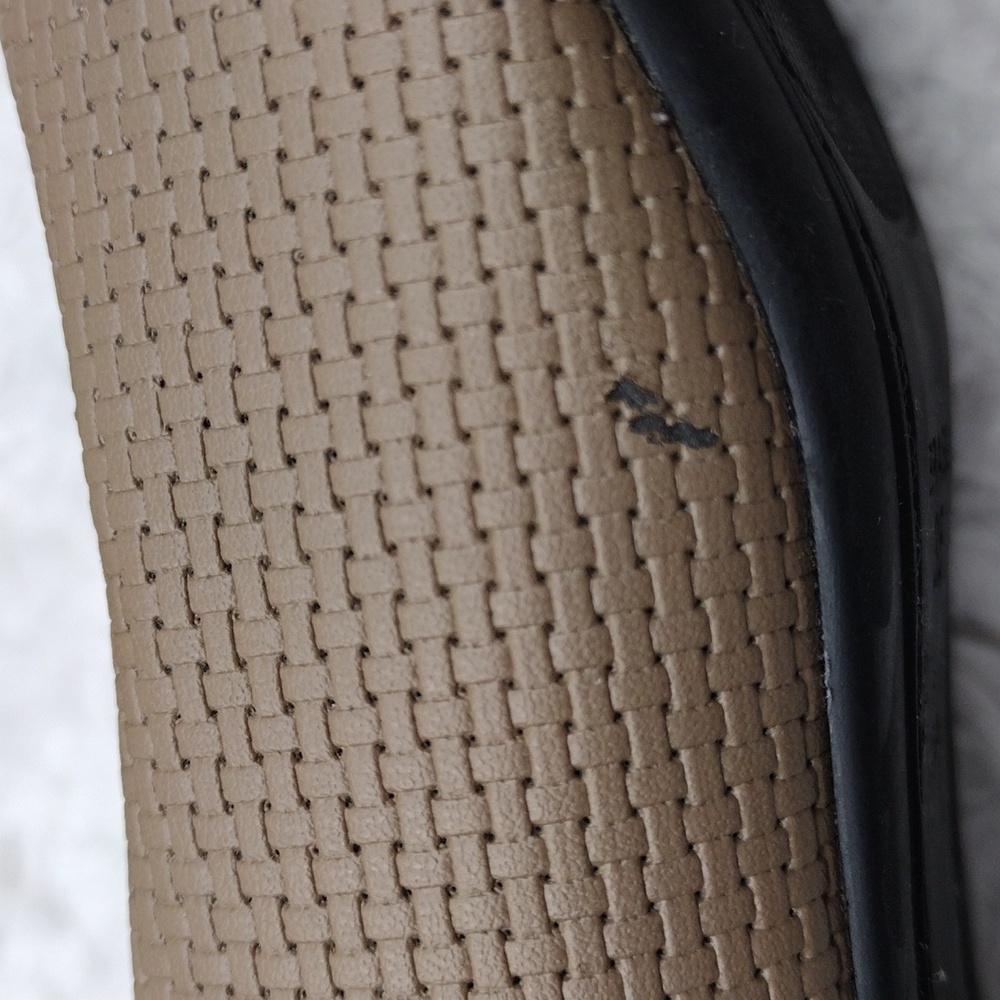 Piccadilly Two Tone Beige Black Woven Textured Upper Peep Toe Low Heel Pump Shoe - Picture 15 of 16